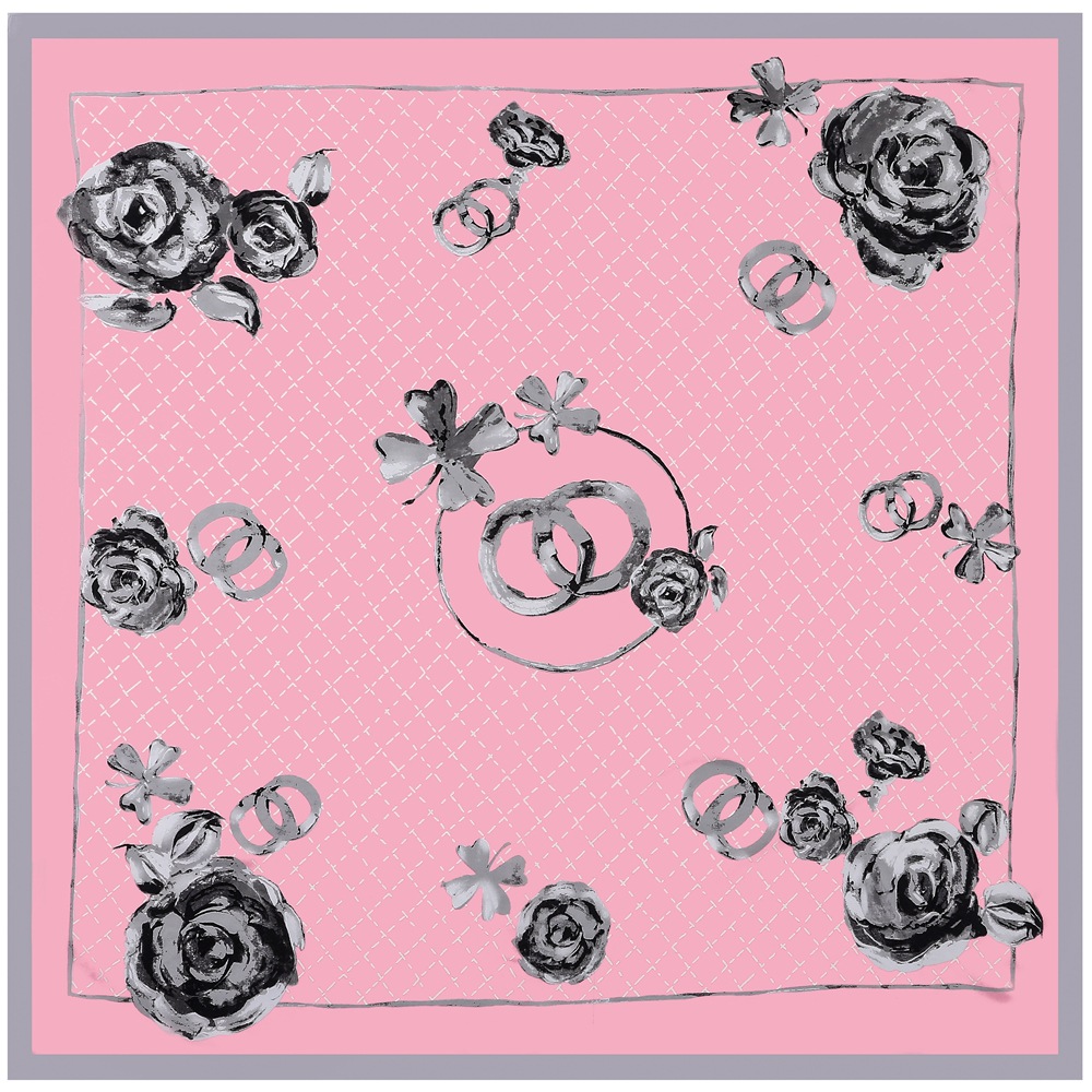 Bufanda de seda con flores a cuadros de color liso de 130 cm bufanda cuadrada grandepicture3