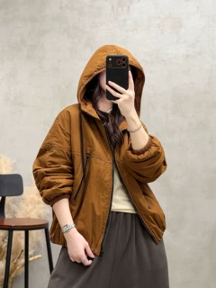 简梦加棉拉链连帽棉衣2026冬季日韩时尚宽松小棉服棉袄外套女6650