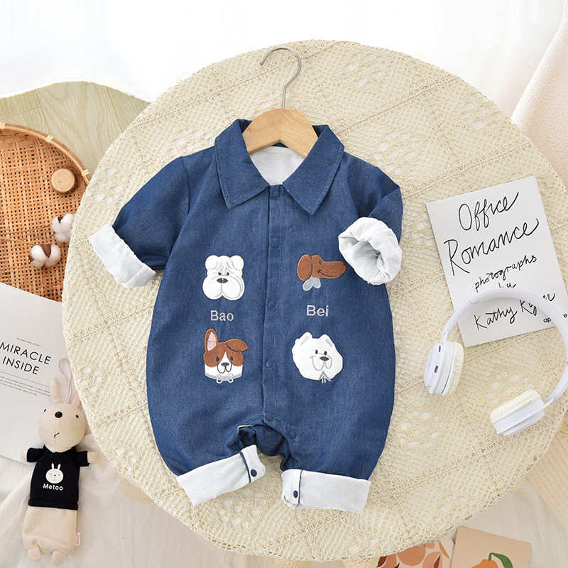 [New in Spring] Baby's conjoined double-layer spring Harbin clothes for newborn climbing clothes trendy baby's spring clothes for outside wear