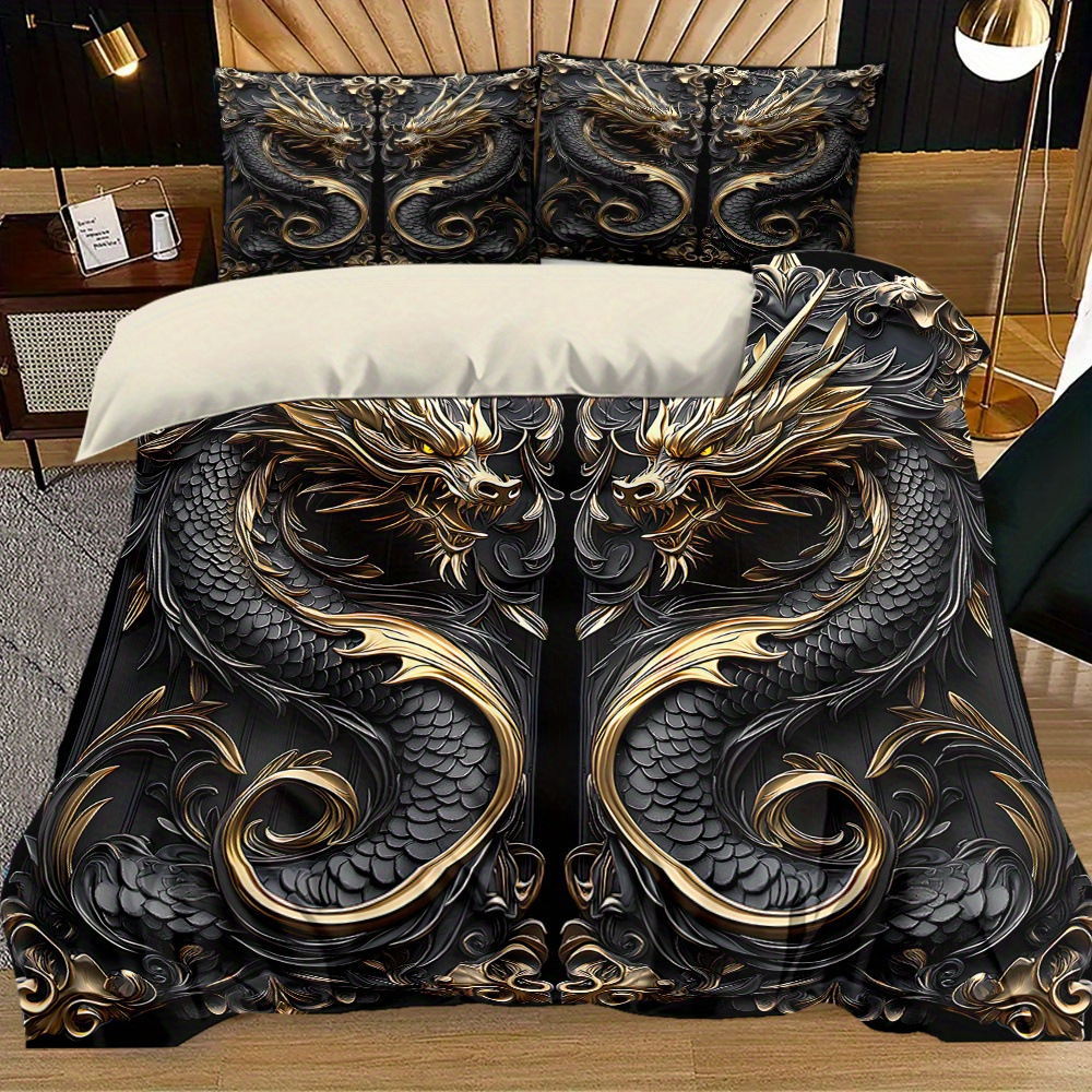 Transfronterizo para textiles domésticos abrasivos de impresión digital colorido dragón quilt kit fuente de fábrica TEMU / JIT