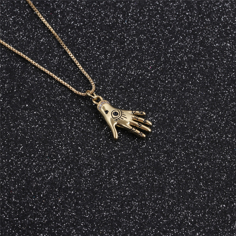 Nihaojewelry Copper Palm Eye Geometry Pendant Necklace Wholesale Jewelry