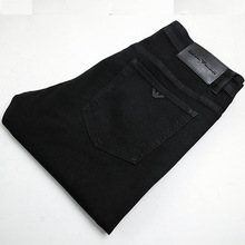 2024商超专供高端正品潮牌黑色牛仔裤男修身小直筒裤弹力裤子男