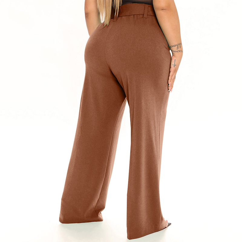 Moda cinturón de moda pantalones de piernas anchas damas primavera y otoño nuevo color sólido pantalones largos largos relajados ociosos para mujeres image 4