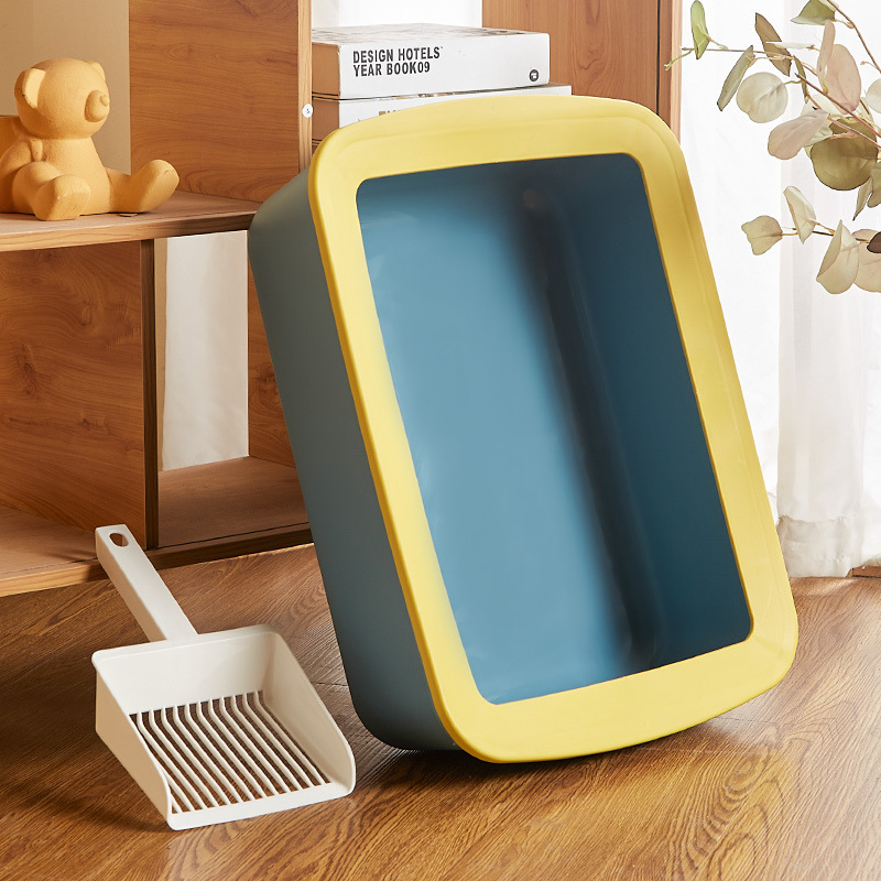 Extra large cat litter box wholesale PP plastic cat litter box anti-splash large semi-closed pet cat toilet
