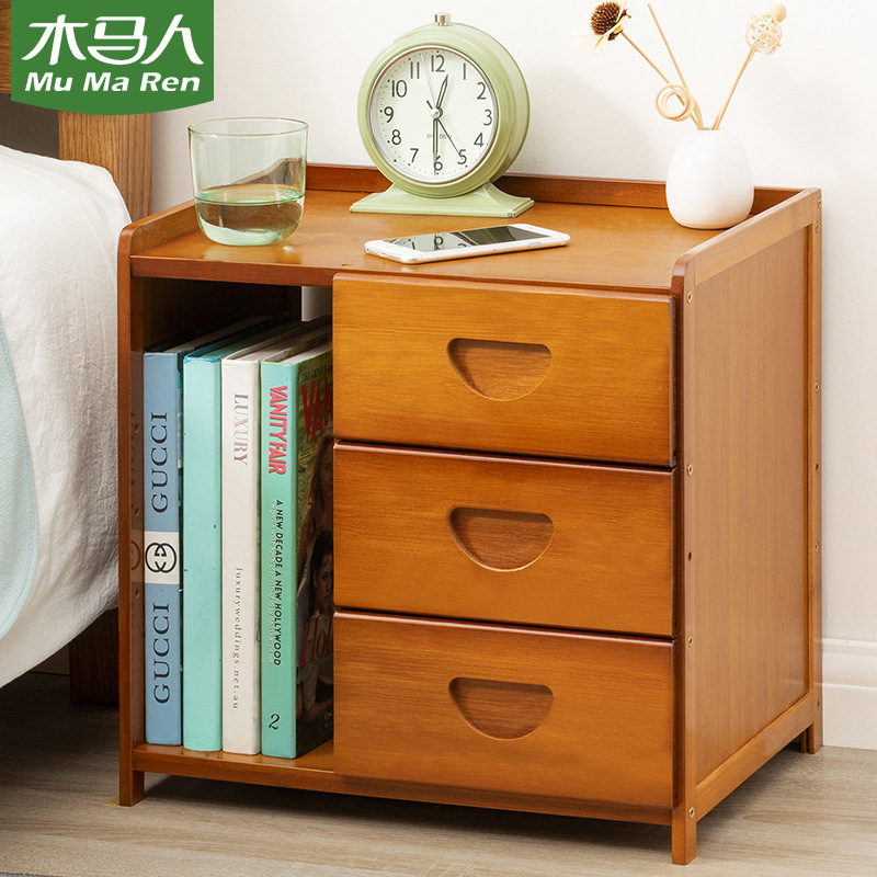Home-style Chinese solid wood bedside cabinet, minimalist modern bedroom storage cabinet, small bedside mini storage rack