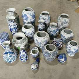 新中式青花瓷花器手绘花瓶外贸原单陶瓷花瓶摆件插花装饰仿古青花