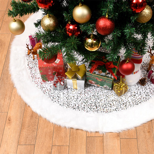 Cross Border New Products White Plush Sequins Multicolor Christmas Tree Dress Christmas Decoration Supplies Christmas Tree Apron