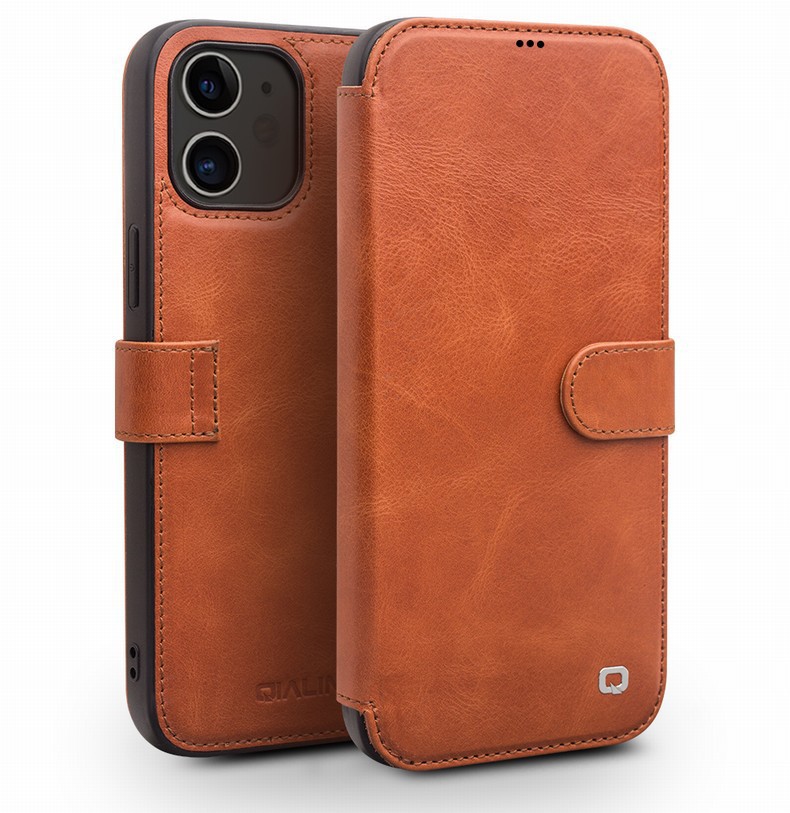 Ốp lưng da thật iPhone 12 Pro Max nắp lật mini có ngăn đựng thẻ — Khóa từ tính iPhone 12 mini 5,4 inch màu đen, Khóa từ tính iPhone 12 mini 5,4 inch màu nâu đậm, IPhone12 Pro Max 6,7 inch khóa từ tính doanh nhân màu nâu nhạt chi tiết 28