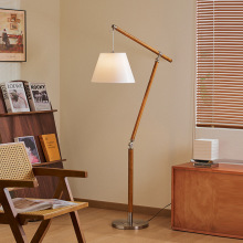 意大利摇臂伸缩中古实木落地灯客厅沙发氛围书房卧室钓鱼灯具casa