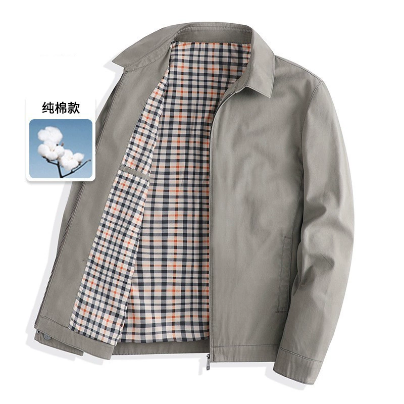 100% хлопок, стильная деловая осенняя куртка для папы среднего и пожилого возраста, мужская куртка с лацканами, весенне-осенний повседневный топ