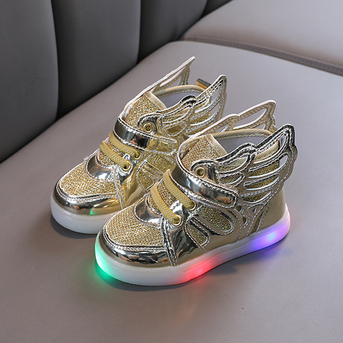 Spring and Autumn New LED Luminous Flash Shoes Children's Wings Children's Shoes Children's Baby Shoes Boys and Girls Sports Shoes Korean Version
