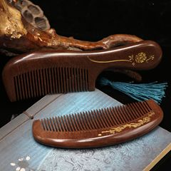 工場直販金白檀櫛三日月歯櫛家庭用木製帯電防止櫛巻き毛櫛無垢材