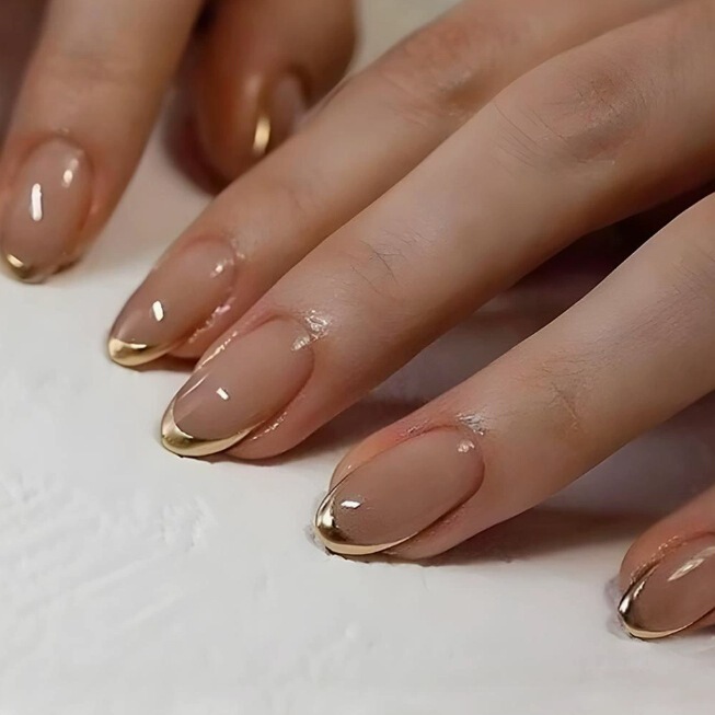 Cross-border Wearable Nail Patch Nail Wearing Armor Golden French Fake Nail Extension Removable Armor Wholesale Cross-border Wearable Nail Patch Nail Wearing Armor Golden French Fake Nail Extension Removable Armor Wholesale