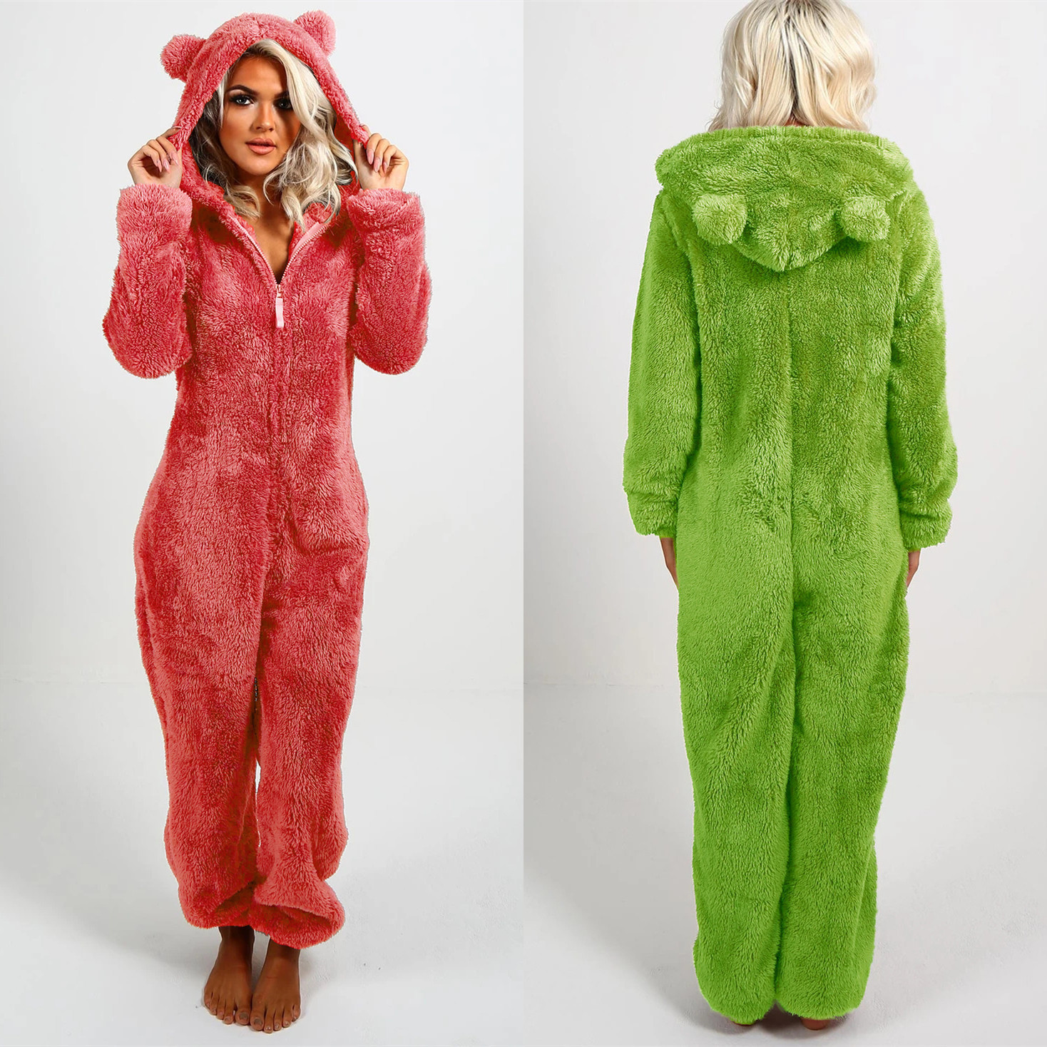 2024 nuevo estilo europeo y americano otoño e invierno ropa de mujer comercio exterior transfronterizo más mono de lana gruesa de terciopelo pantalones casuales con capucha image 5