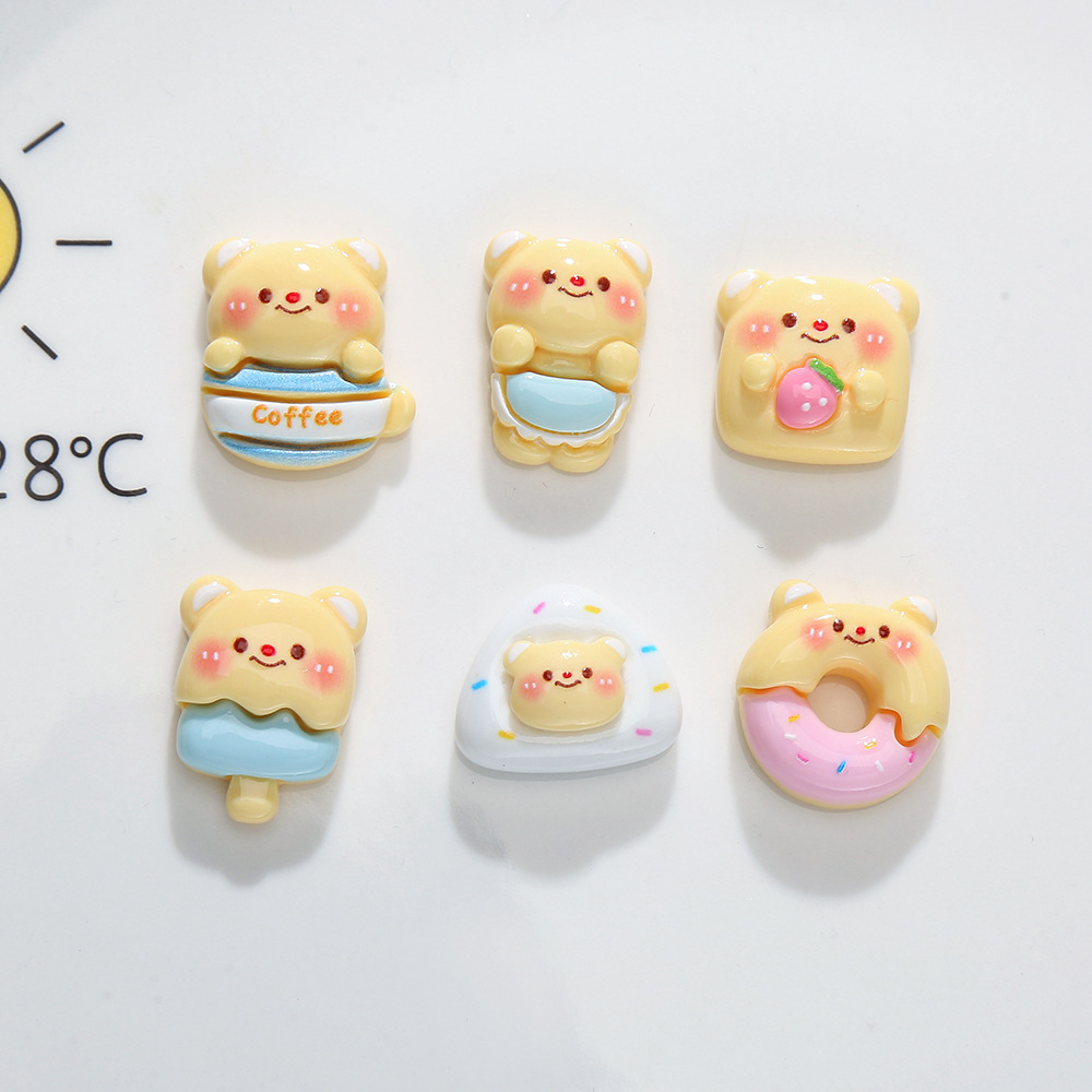 Best-selling Cartoon Butter Bear Resin Accessories For Diy Cream Glue...