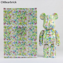 高版本彩盒bearbrick B@BY 400%碎花积木熊ABS关节响潮玩公仔玩偶