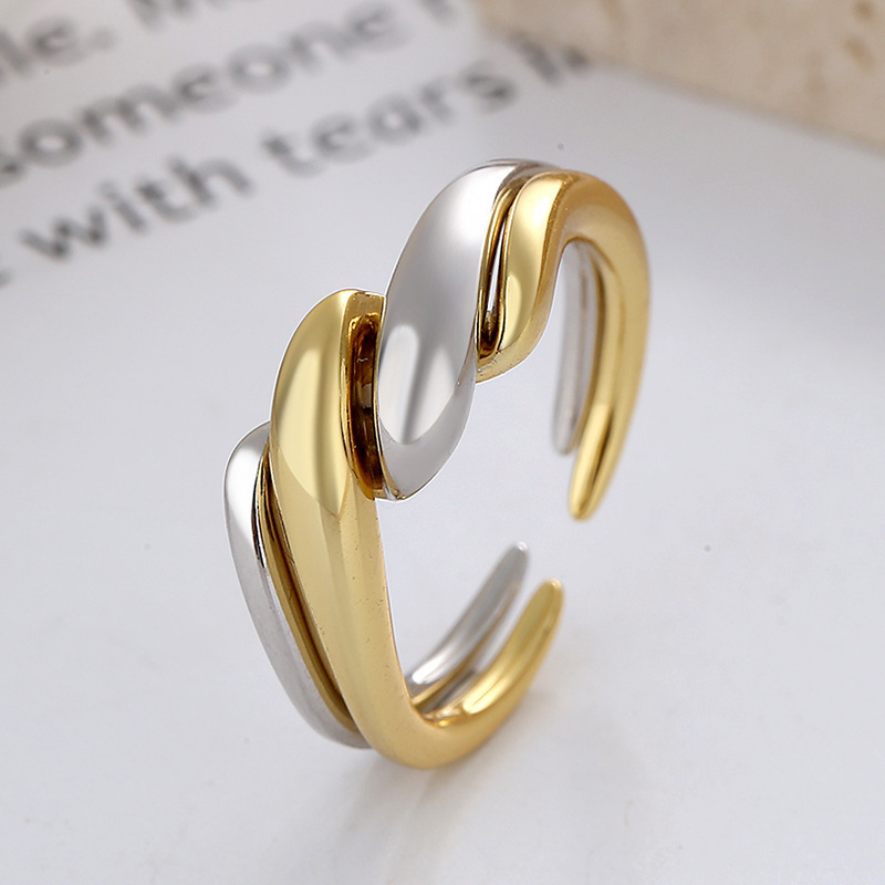 European Style Irregular Water Ripple Geometric Ring For Women_voghion.com