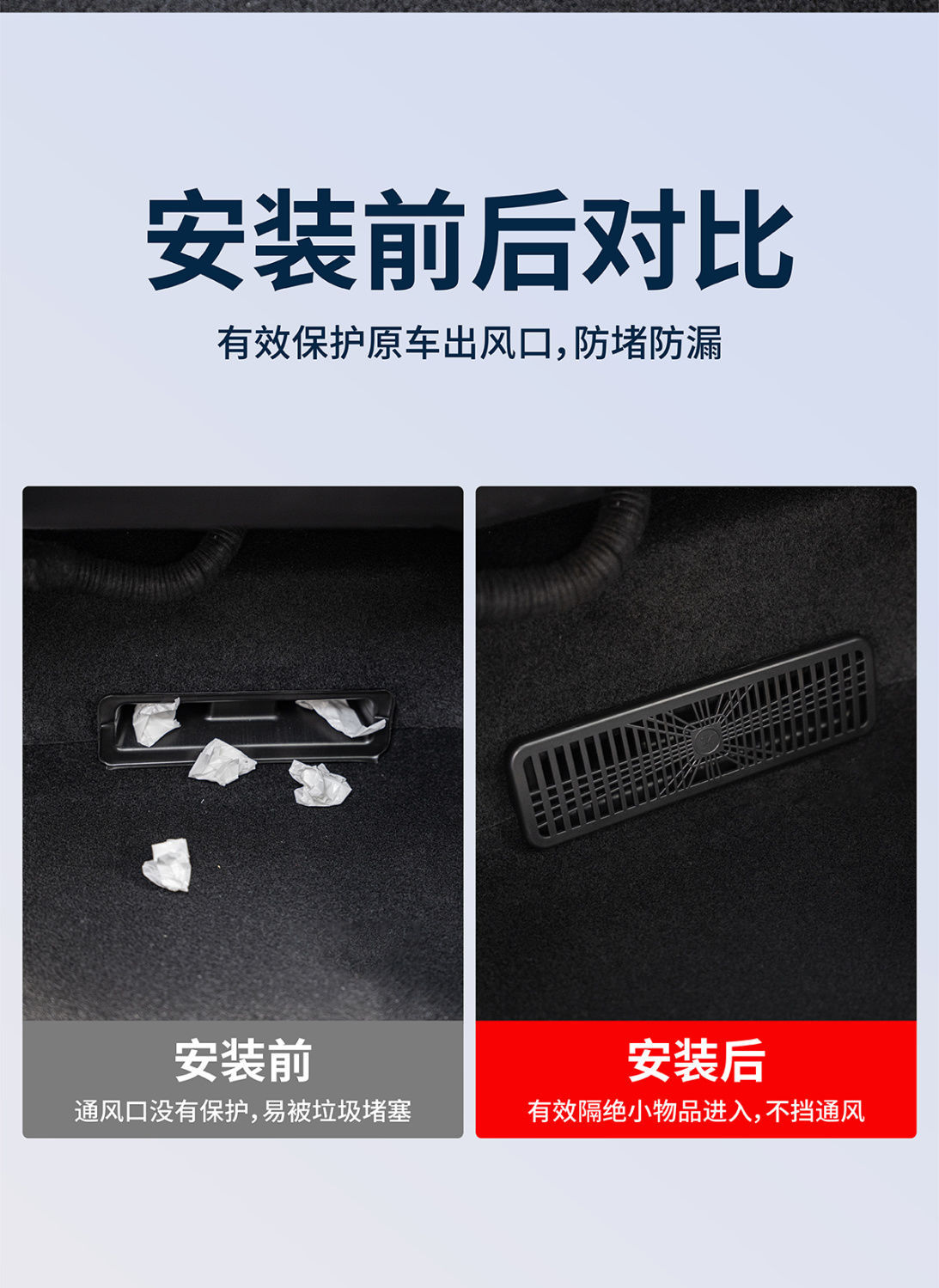 Suitable for Tesla's New Version of Model Y Under-Seat Air Outlet Protective Cover to Prevent Clogging of Air-Conditioning Air Outlet Frame Modification