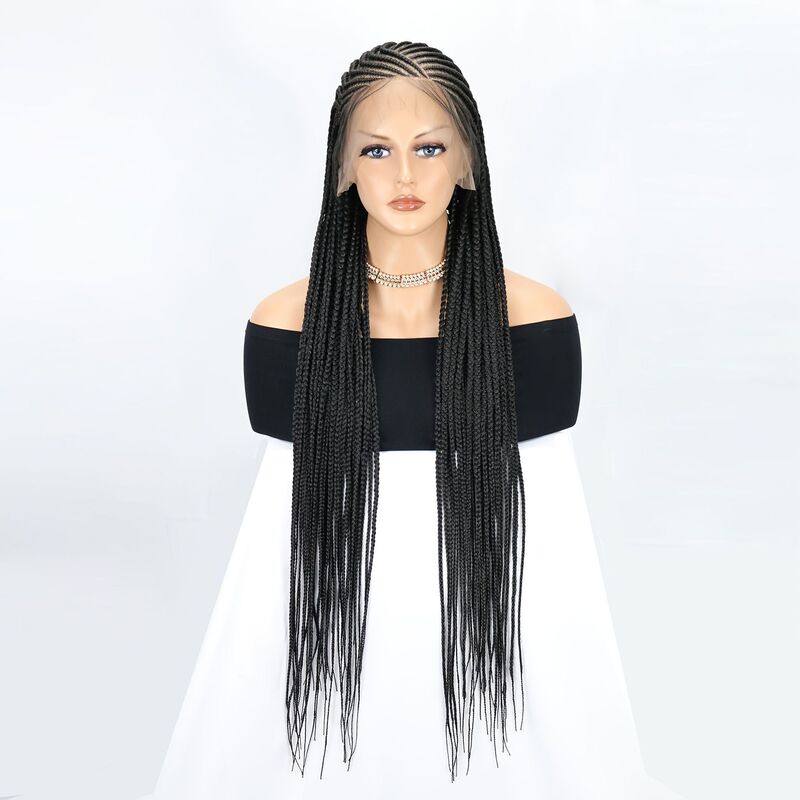 36' Lace Front Braided Wig for Women, Cornrow Style with Baby Hair, Box Braided Straight Hair Wig 36' Lace Front Braided Wig for Women, Cornrow Style with Baby Hair, Box Braided Straight Hair Wig