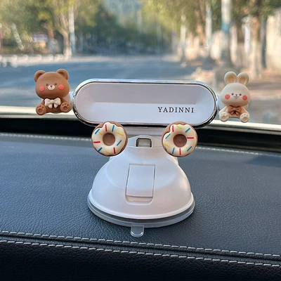 Car phone holder – women - sitting-bear-rabbit-white-mirror-stand-instrument-panel-air-outlet-dual-use