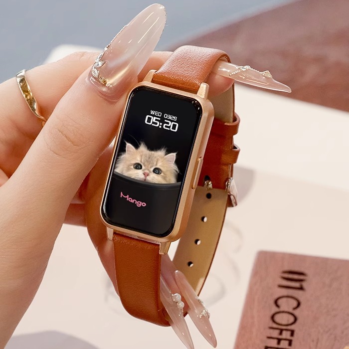 Women's Smart Bracelet 8Pro Heart Rate Blood Pressure Multi-Function Payment Couple Leather Pattern Sports Pedometer Watch 2025 Model