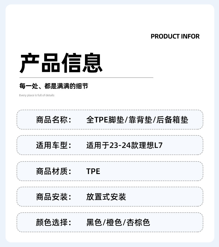 Suitable for 23-24 Ideal L7 Car Floor Mats, Special Car Floor Mats, Full Tpe Floor Mats, Trunk Mats, Drop Shipping