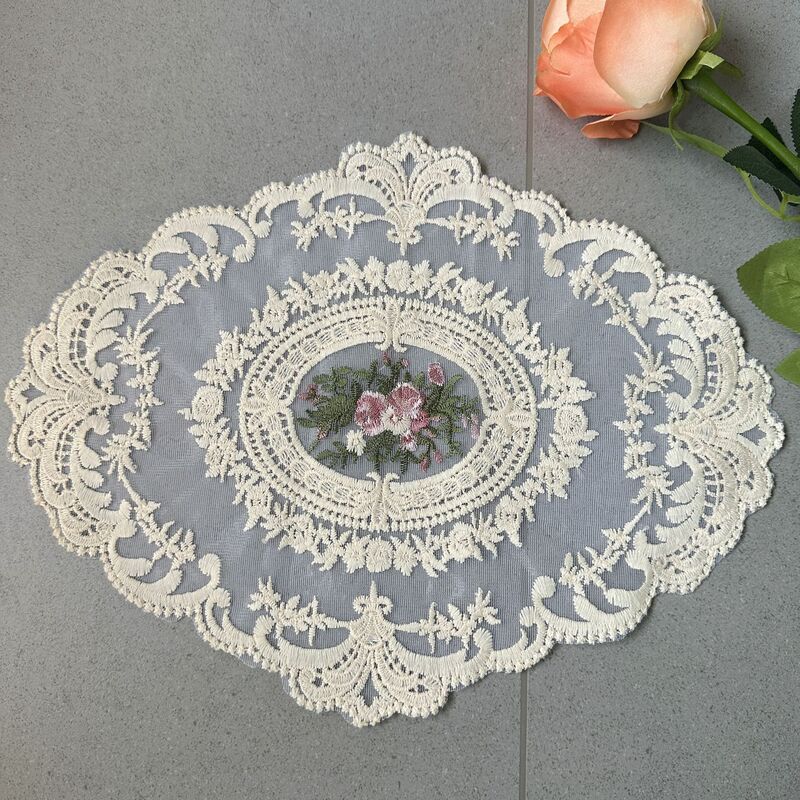 French Lace Placemat Embroidered Mesh Oval Table Mat Retro Photography Props Embroidered Coffee Coaster Manufacturer French Lace Placemat Embroidered Mesh Oval Table Mat Retro Photography Props Embroidered Coffee Coaster Manufacturer