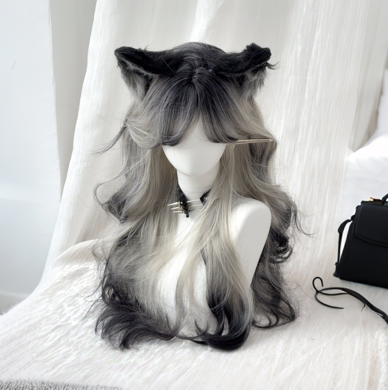 【Meteorite Border Collie】Wig for Women, Parisian Style, Natural Black and White Gradient, Siamese Cat Long Curly Hair Full Wig 【Meteorite Border Collie】Wig for Women, Parisian Style, Natural Black and White Gradient, Siamese Cat Long Curly Hair Full Wig