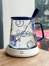 克莱因蓝ins风玻璃杯马克杯带盖勺咖啡杯茶杯牛奶办公室家用水杯