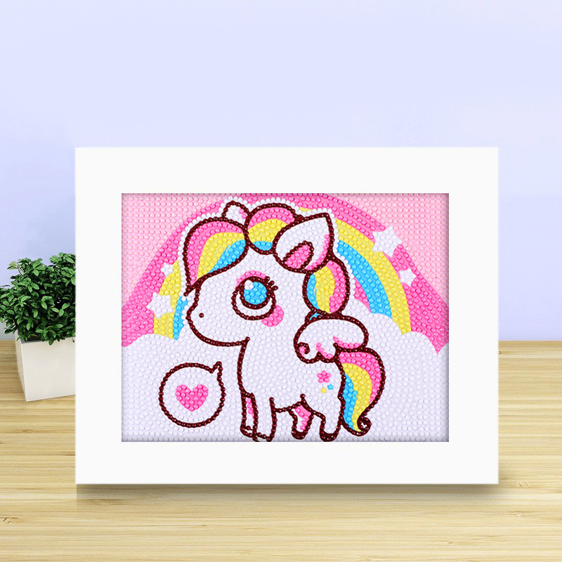 Pintura de diamante DIY con marco de fotos para enviar lleno de diamantes y pintura de diamantes para hacer pintura al óleo de dibujos animados educativos para niños 2024 ladrillo pegajoso y diamantes brillantes