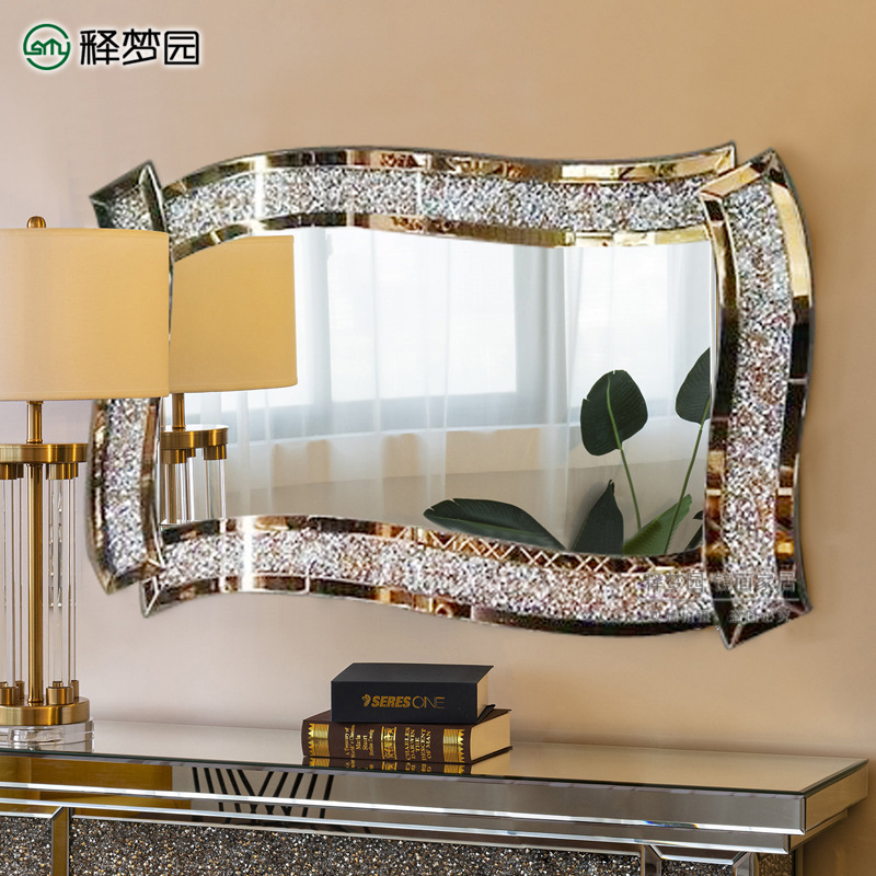 个性创意家居壁饰镜子壁挂装饰镜欧式浴室梳妆化妆镜玄关镜2336