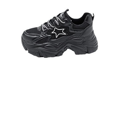 Black Warrior Dad Shoes For Women, 2025 Spring New Versatile Thick-Soled Casual Sports Shoes, Popular Women's Footwear_vogvips.com