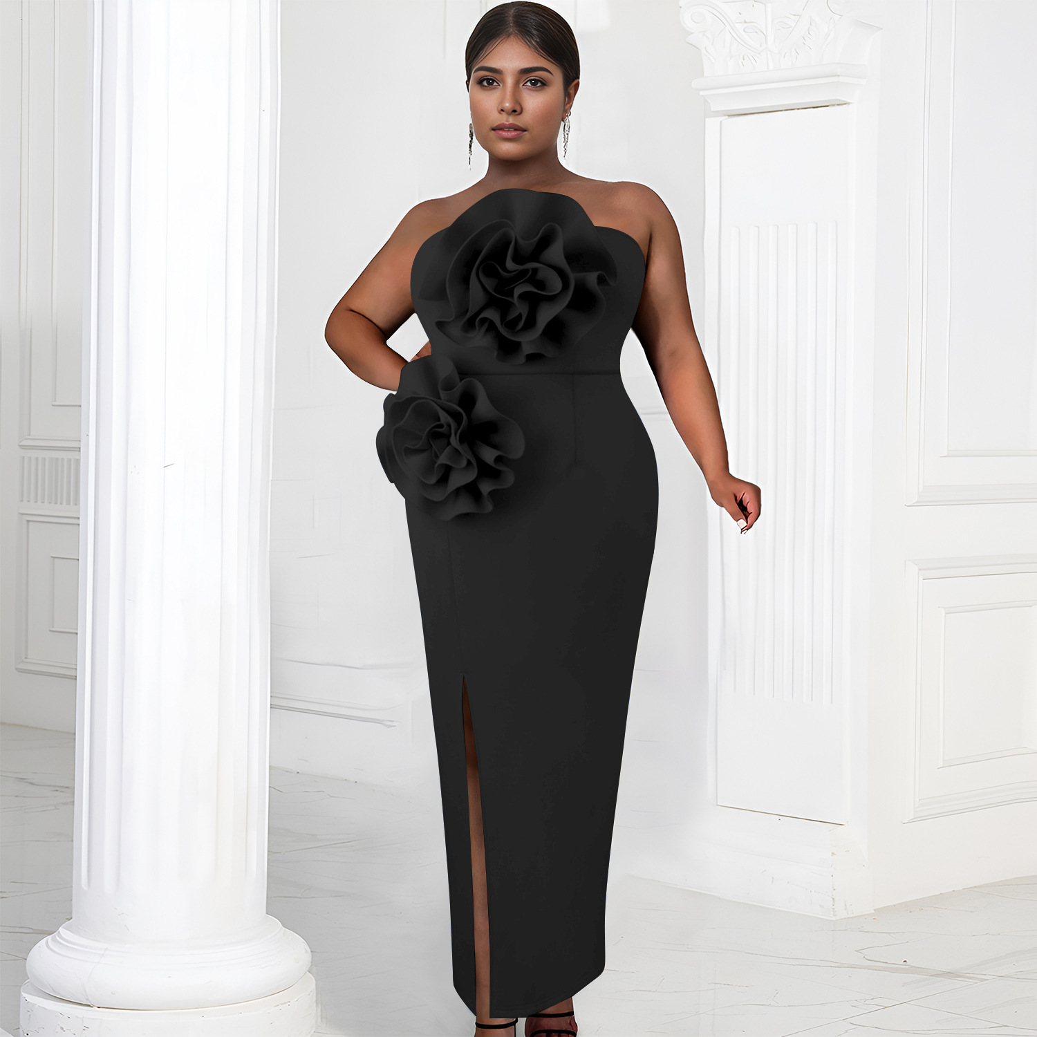 C7039 Aliexpress transfronterizo Amazon estación independiente de moda europea y americana ropa de mujer sin mangas de color sólido vestido de bifurcación nuevo