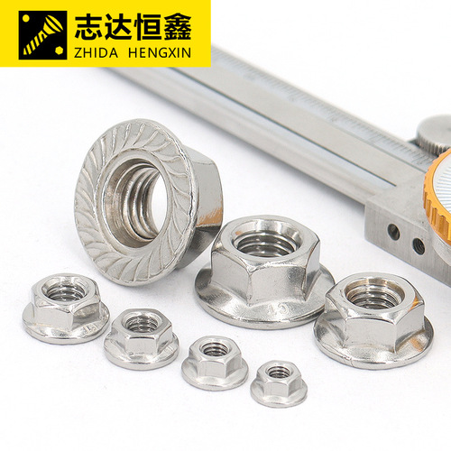 304/316 stainless steel external hexagonal flange nut DIN6923 toothed anti-slip nut M3M4M5M6M8-M12