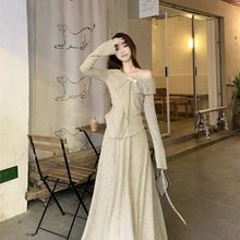法式2025温柔气质套装上衣不规则温柔针织高腰半身裙女两件套秋冬