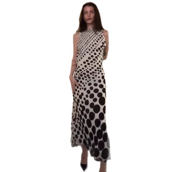 New European Women Fashion Dress Elegant Backless Sleeveless Polka Dot Casual Daily Wear Dress For Women Summer Outfit_ecoleips.com