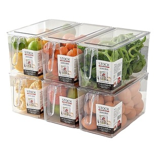 Japanese-style kitchen vegetables and fruits high-permeability material with lid handle preservation utensils stackable refrigerator storage box