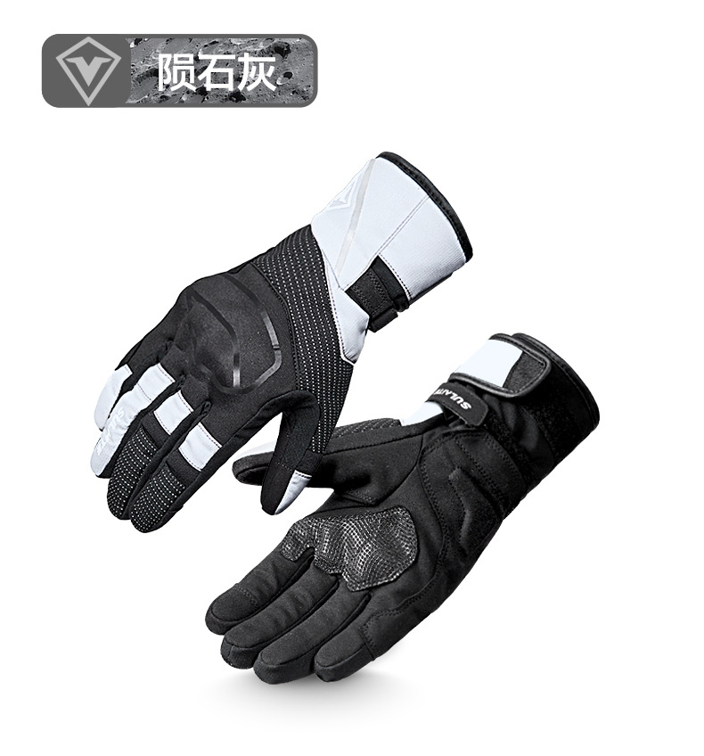 Sulaite Motorcycle Riding Gloves, Anti-Fall, Windproof, Winter Motorcycle Gloves, Fleece-Lined, Warm Rider Gloves
