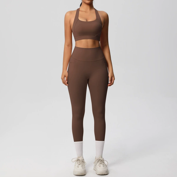7110 Bra + 7108 Pocket Pants Set - Chestnut