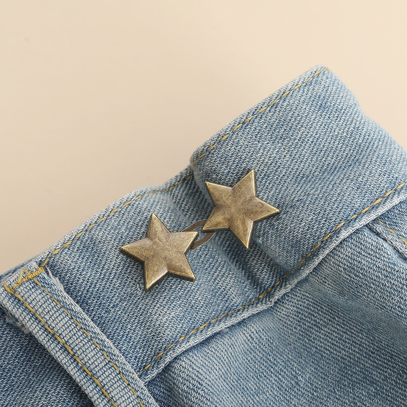 Botón de cintura pentagonal desmontable sin clavos botón de cintura vaqueros cintura accesorios broche pequeño