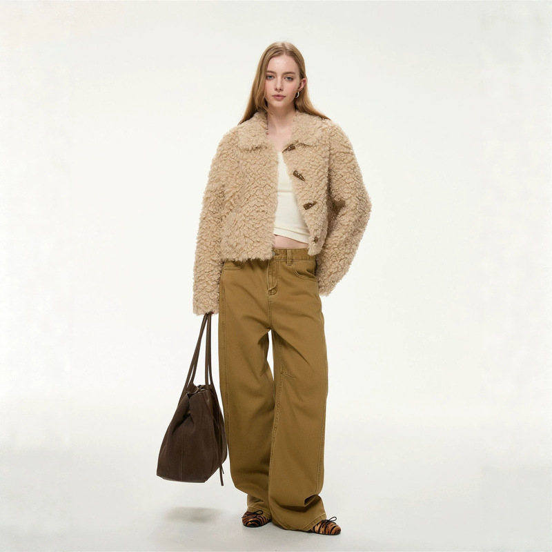 2026 new curly teddy bear shearling fur coat for women, autumn and winter short style, petite size cotton jacket