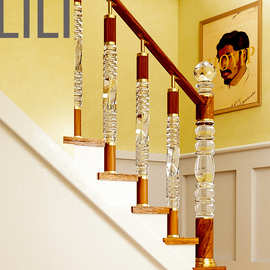 亚克力楼梯立柱酒店公寓别墅室内装修有机玻璃水晶透明楼梯罗马柱