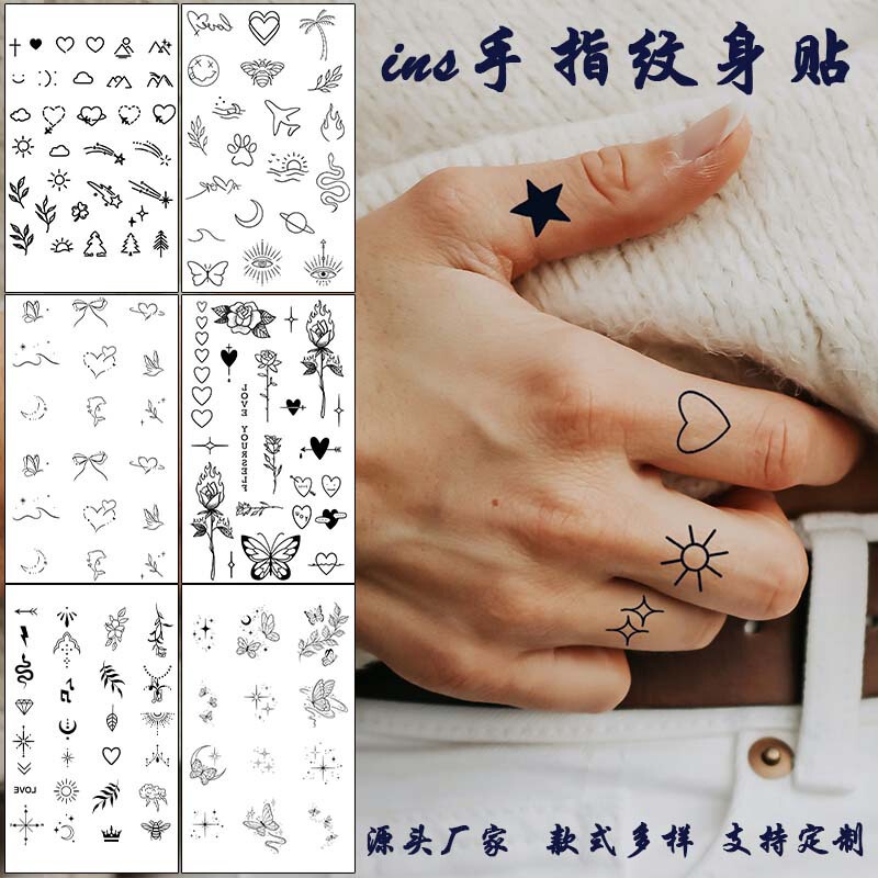 Cross-Border Popular Ins-Style Butterfly, Cat Paw, Willow, Puppy, Flower, Heart, Star, Line Small Designs Finger Tattoo Stickers Cross-Border Popular Ins-Style Butterfly, Cat Paw, Willow, Puppy, Flower, Heart, Star, Line Small Designs Finger Tattoo Stickers