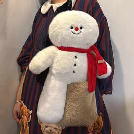 圣诞雪人抱枕毛绒玩具玩偶红围巾雪人公仔圣诞节日装饰新年礼物