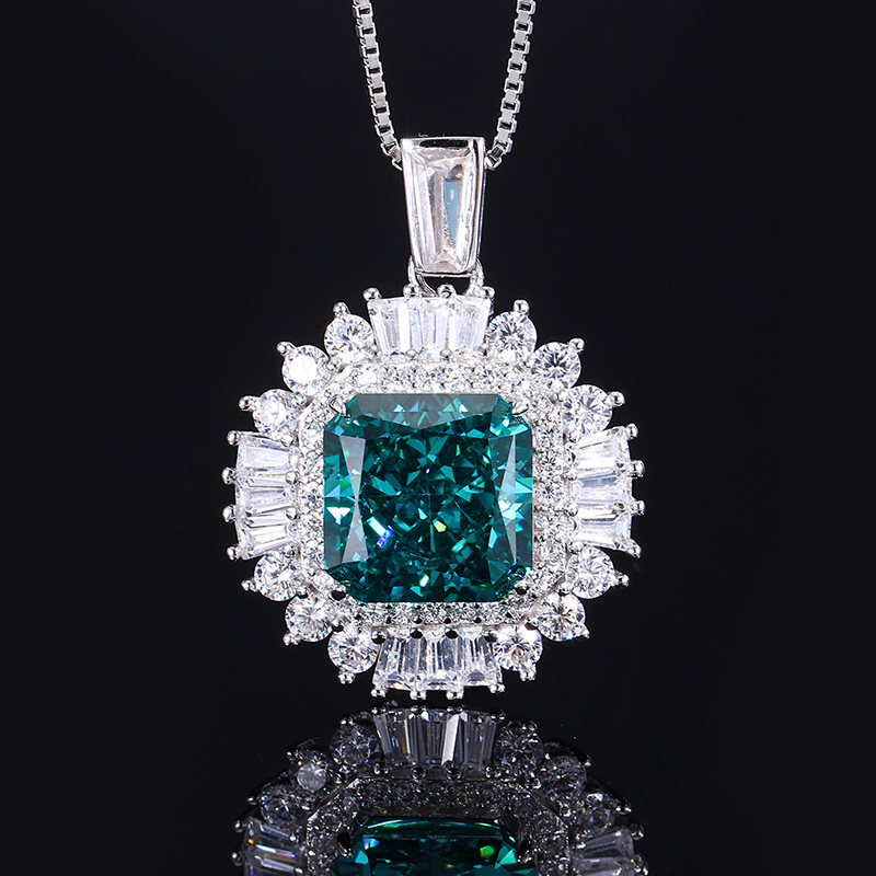 Zhuang Sheng joyería S925 plata de alto carbono diamante menta verde princesa lujo elegante traje femenino 10*10