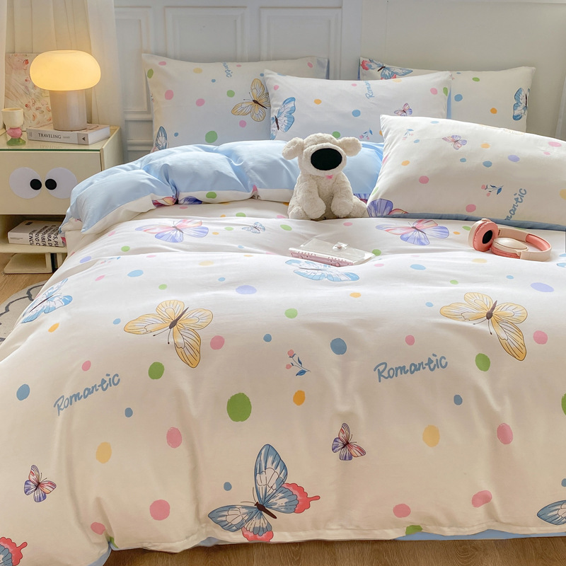 Cuatro piezas de algodón puro fresco de clase madre y niño grado ab cubierta de edredón 40 impresión doméstica de cuatro estaciones