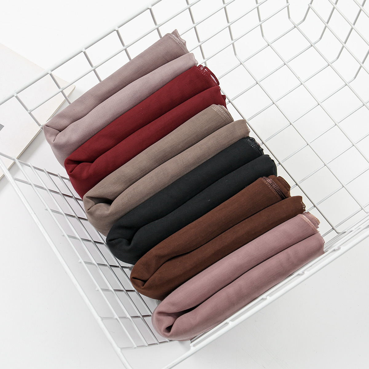 跨境外贸女士丝光棉纯色弹性可包头围巾新款时尚长巾支持一件代发