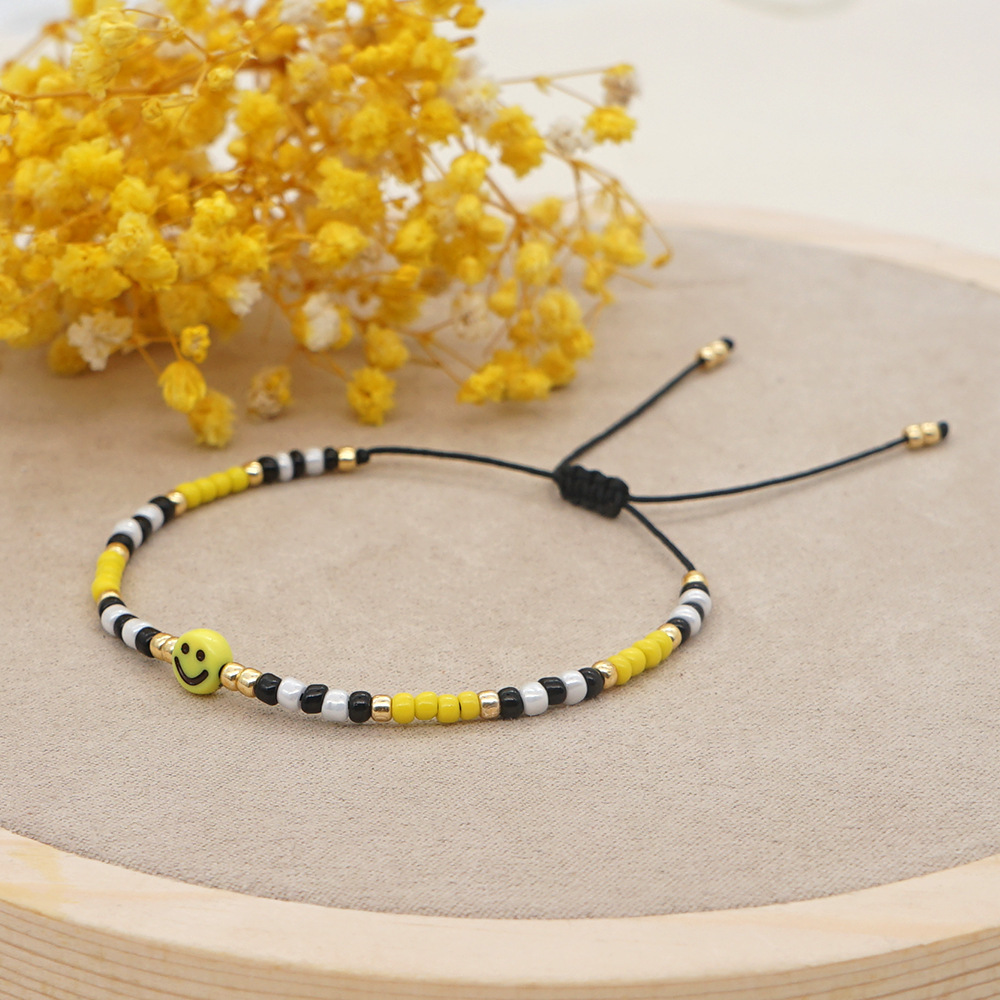 Women'S Gender 1 Piece Bohemian Multicolor Smile Face Beaded Glass Rope Tassel Women's Bracelets