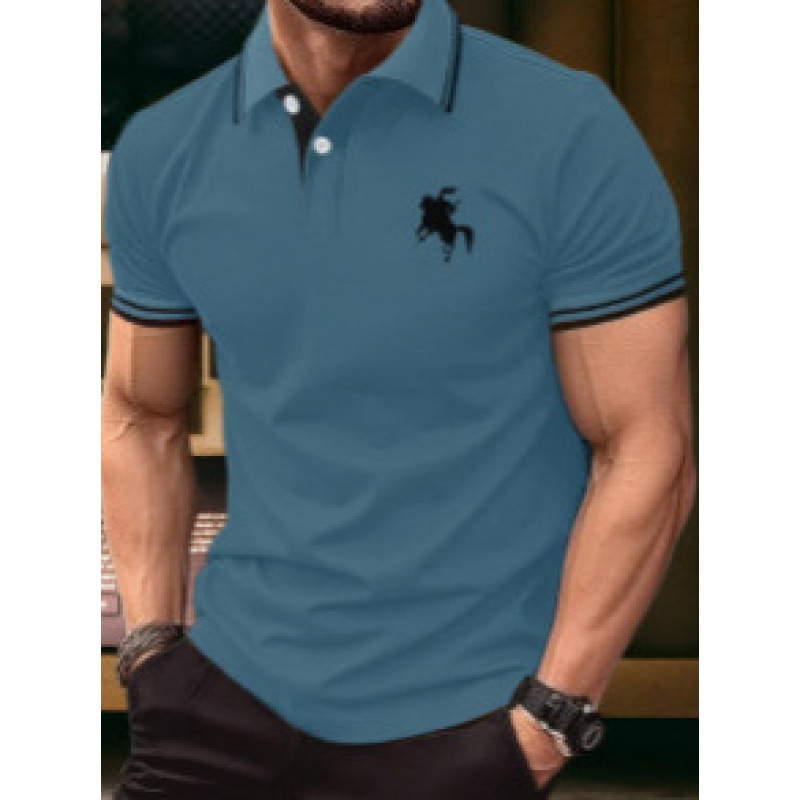 Cross-Border Hot-Selling Volkswagen Basic Men's Black Horse Polo Shirt Short-Sleeved Mesh Lapel Men's T-Shirt Wholesale