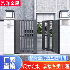 新农村自建房大门入户对开门铝合金别墅庭院门 乡村中式子母大门